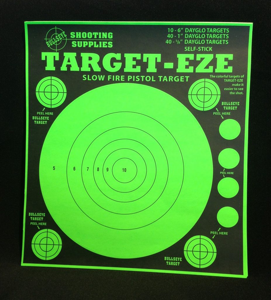 BULLSEYE GREEN DAYGLO SLOW FIRE PISTOL TARGET - 6 INCH - Guns ...